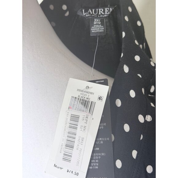 Lauren Ralph Lauren Polka Dot Surplice Top 3X Faux Wrap Long Sleeve Career NWT - Picture 4 of 13